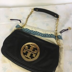 Tory Burch Black Leather Reva Clutch